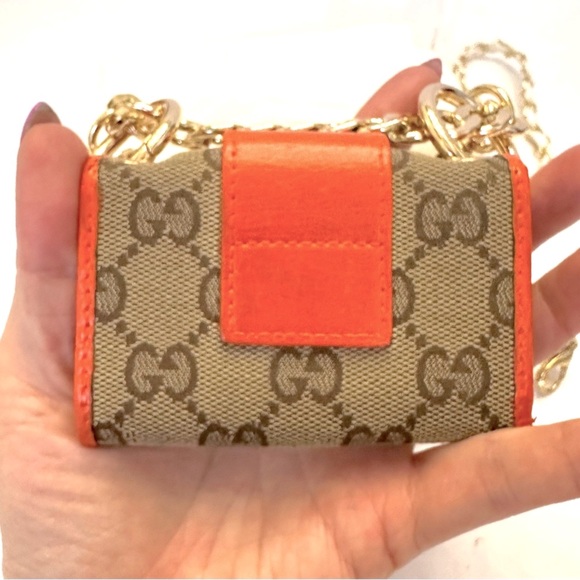 💯 GUCCI Heart Orange Trim Tan Monogram 6-Key Walle on offmarket mini bag w/ aut - Picture 3 of 13